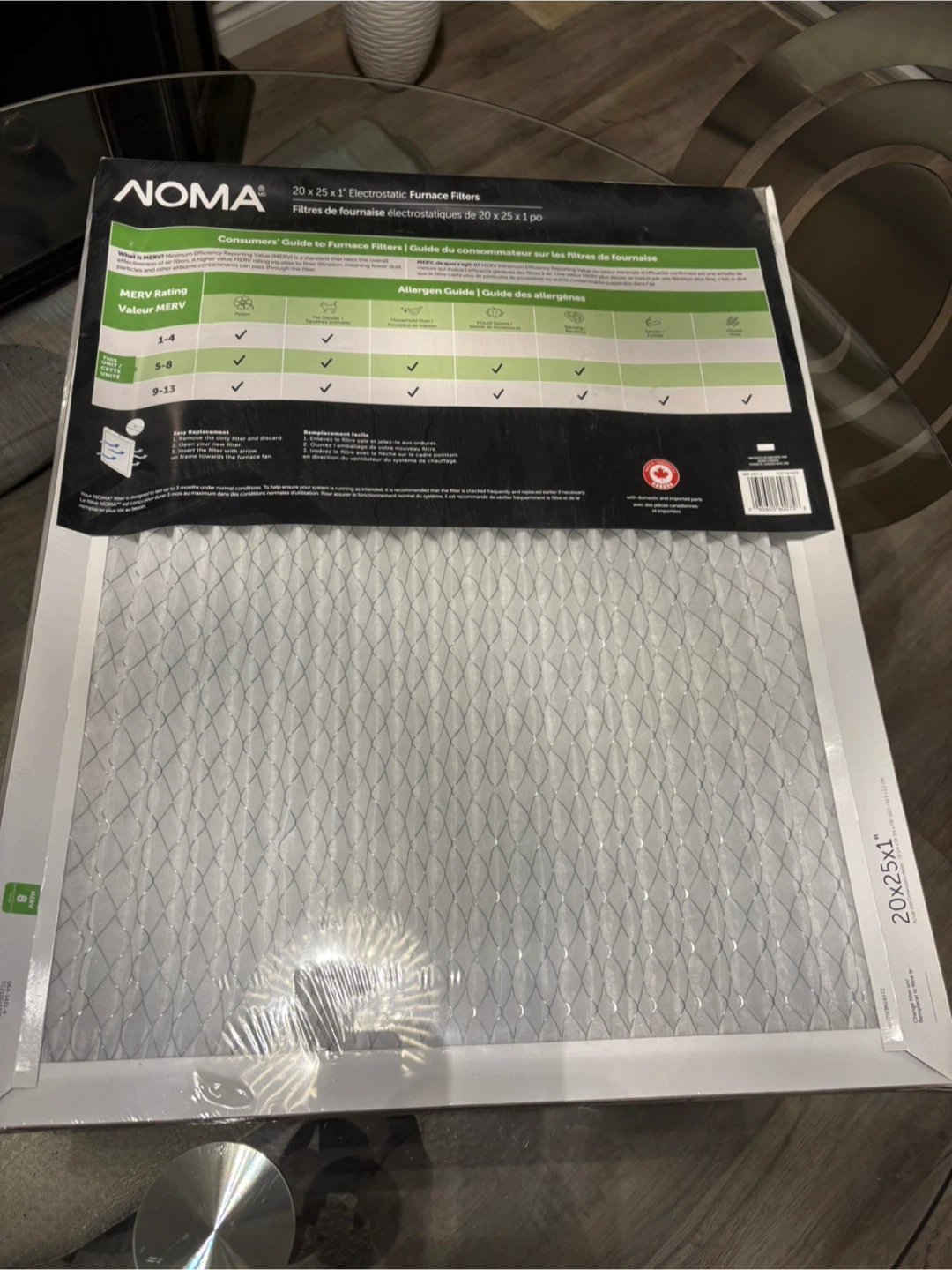 NOMA 20x25x1 Electrostatic Furnace Filters - 2 Pack - photo 2