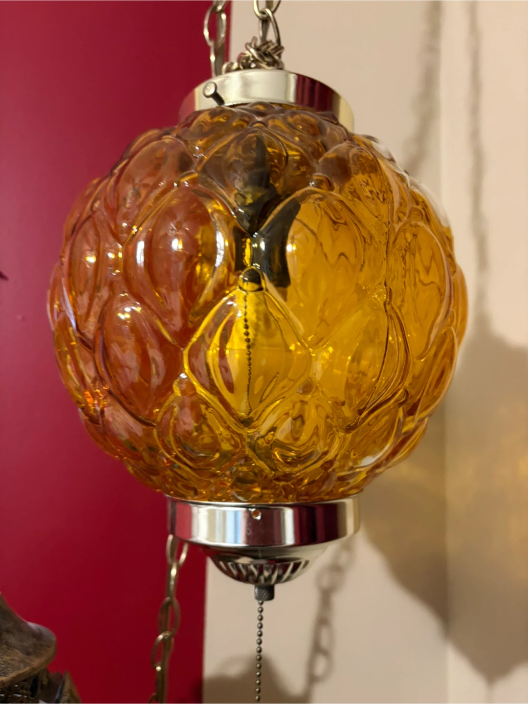 Vintage Amber Glass Swag Pendant Light - photo 3