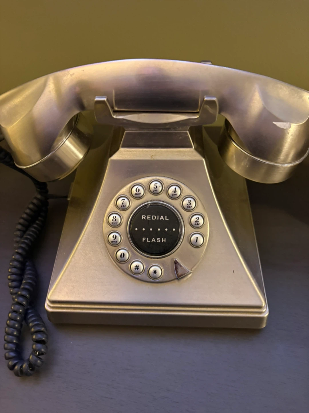Vintage Style Brushed Metal Desk Phone