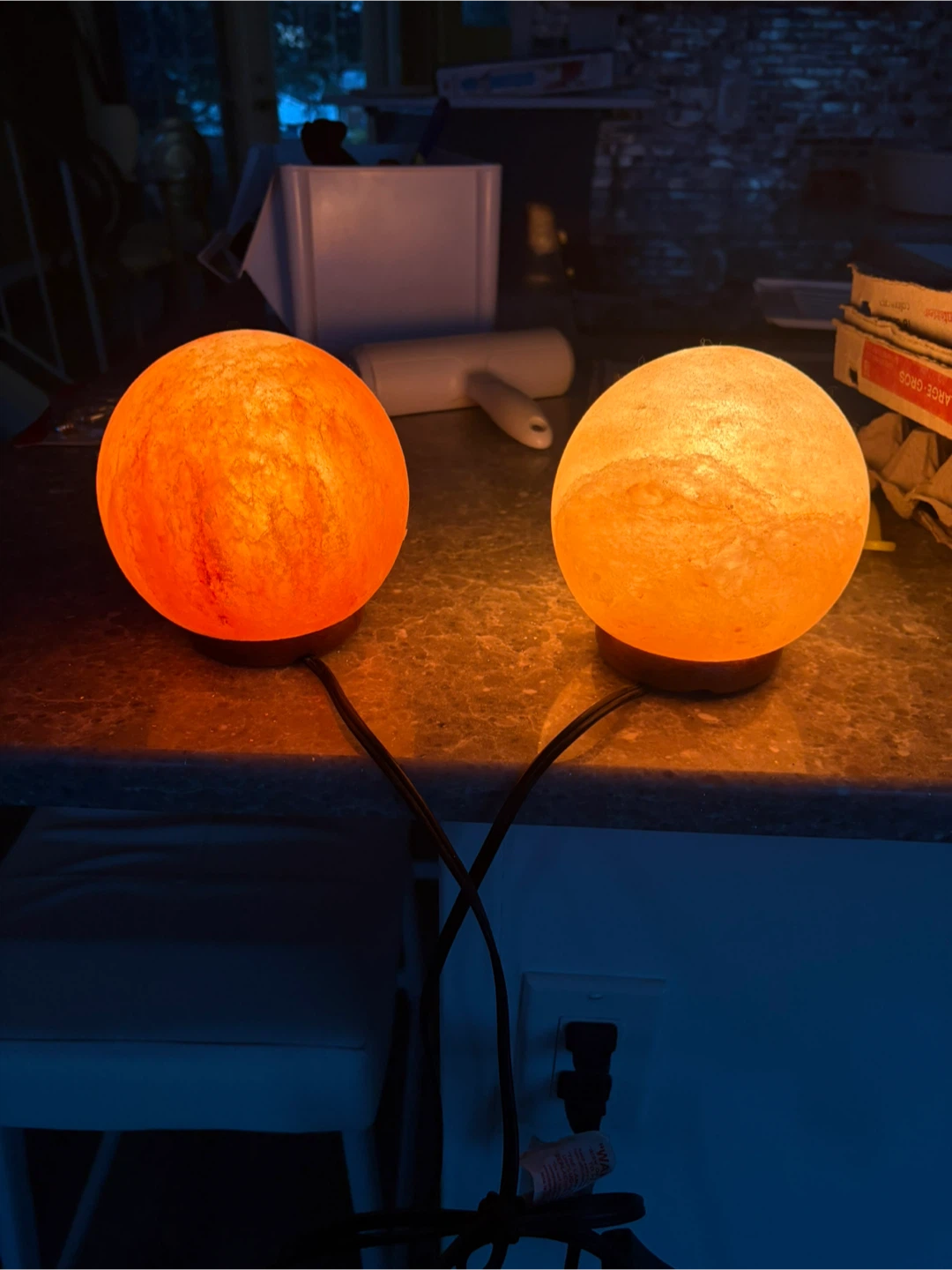 Set of Two Round Himalayan Salt Lamps