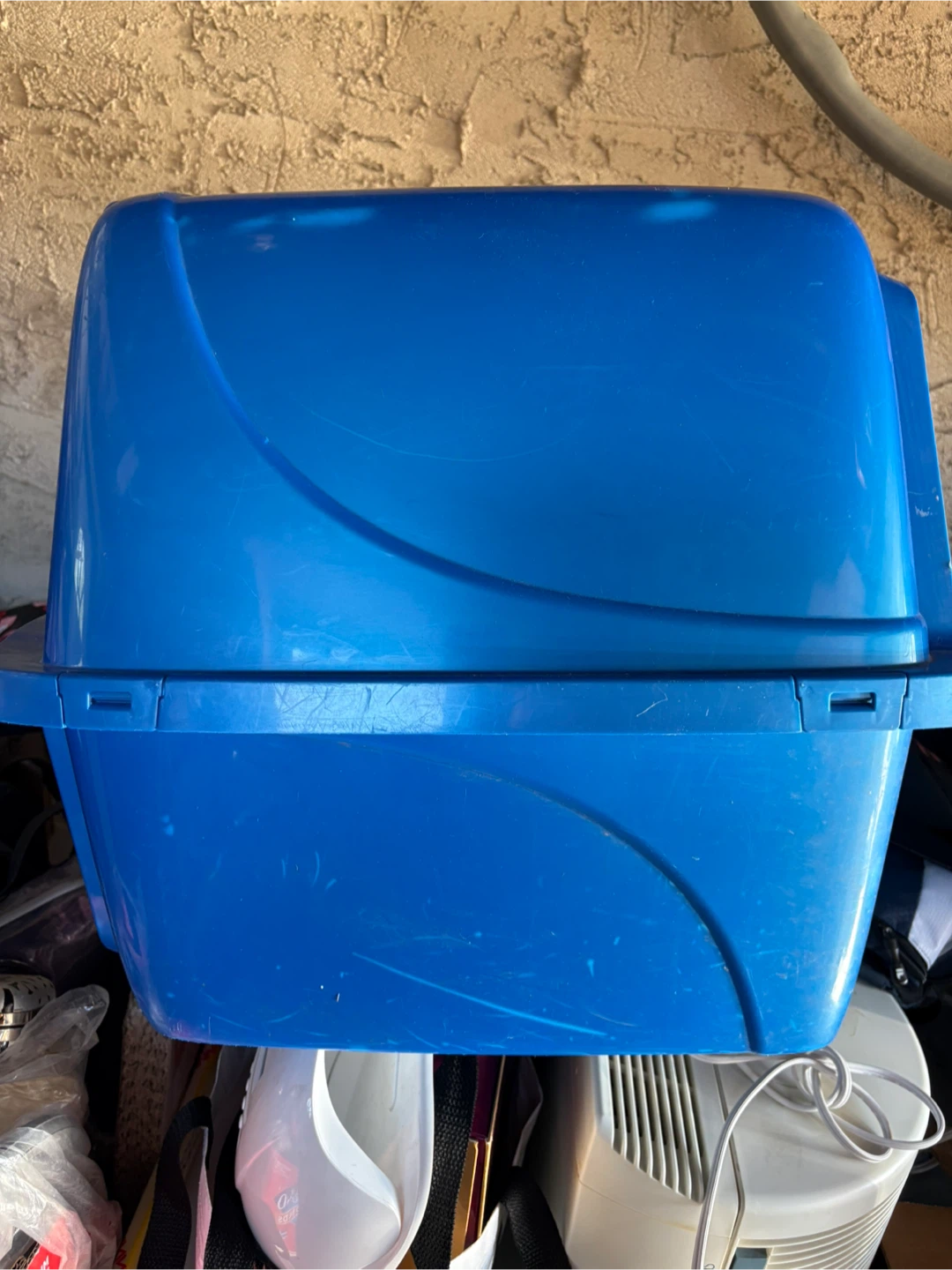 Blue Enclosed Cat Litter Box with door - photo 2