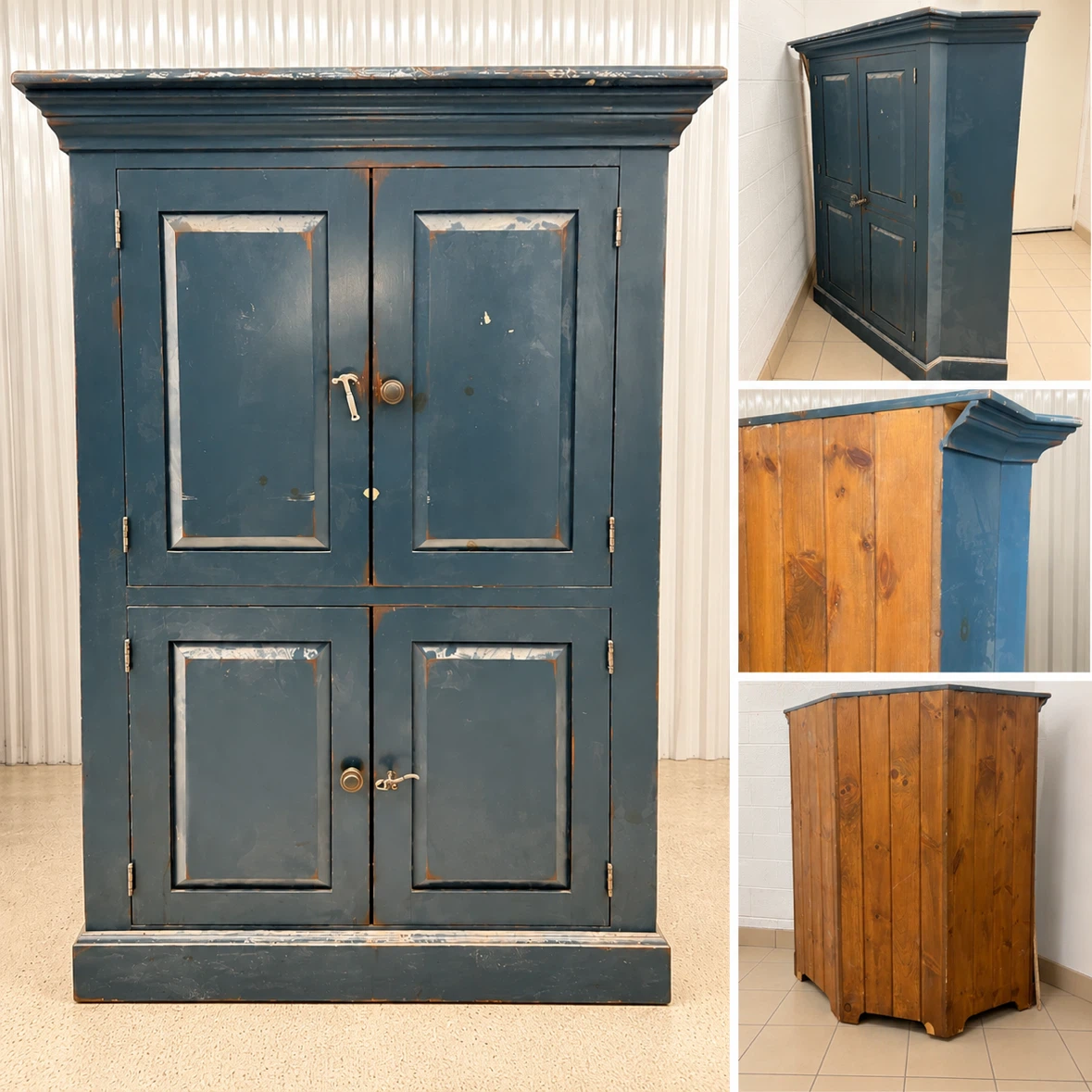 Solid Wood Corner Cabinet — Rustic Cottage Charm 💙