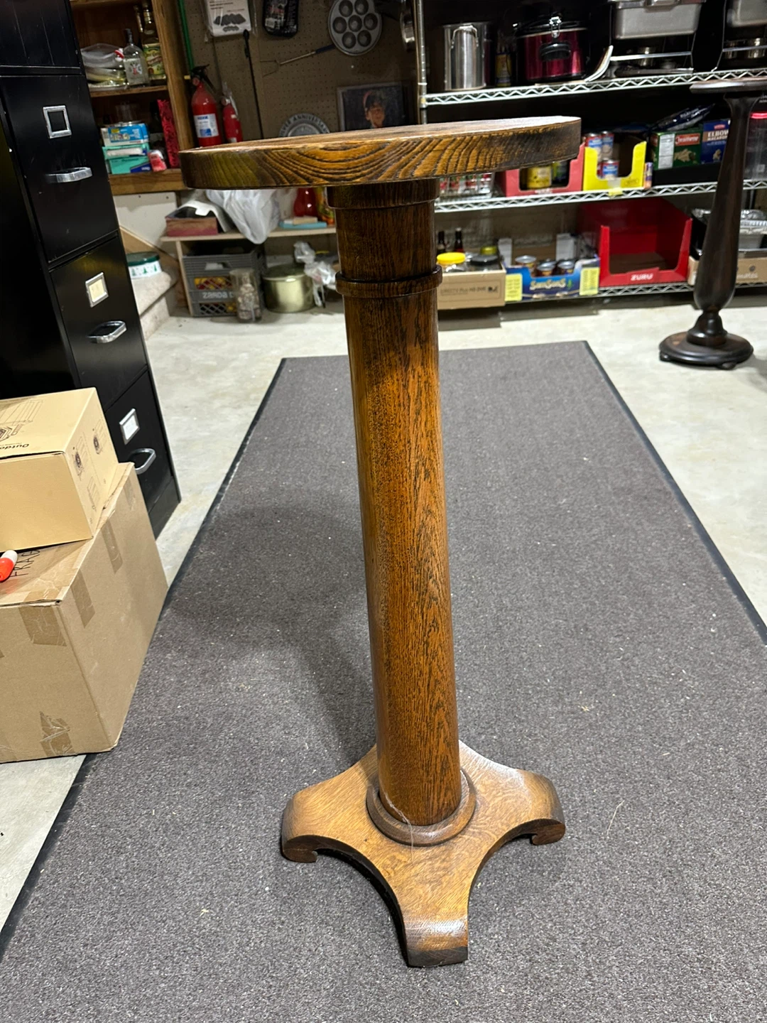 Vintage Oak Pedestal Plant Stand