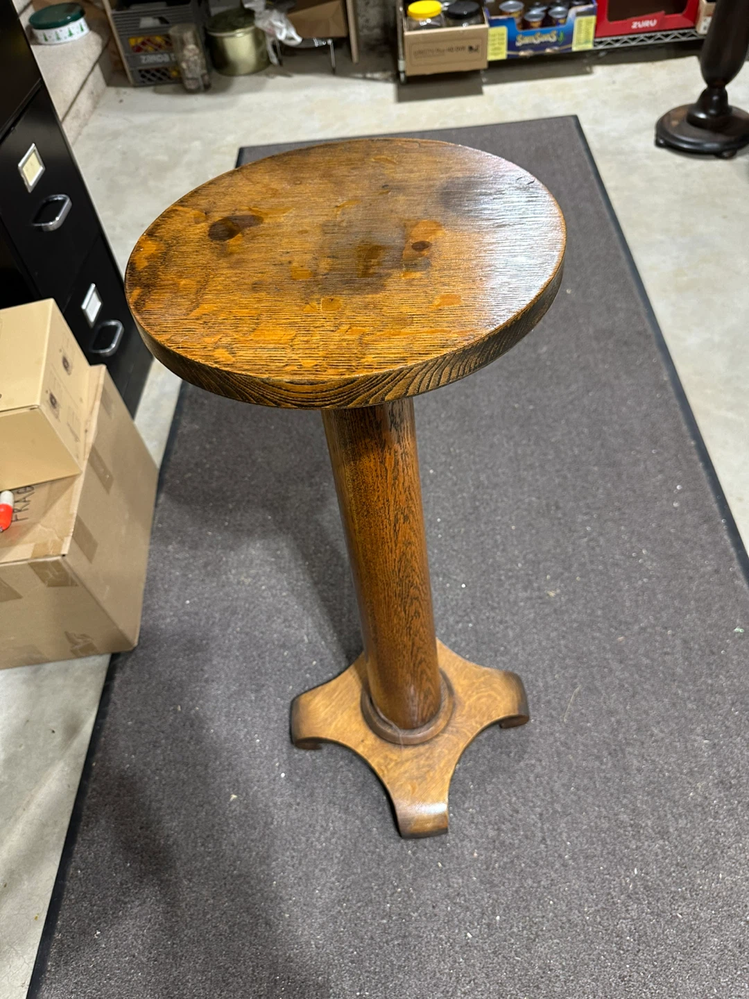 Vintage Oak Pedestal Plant Stand - photo 2