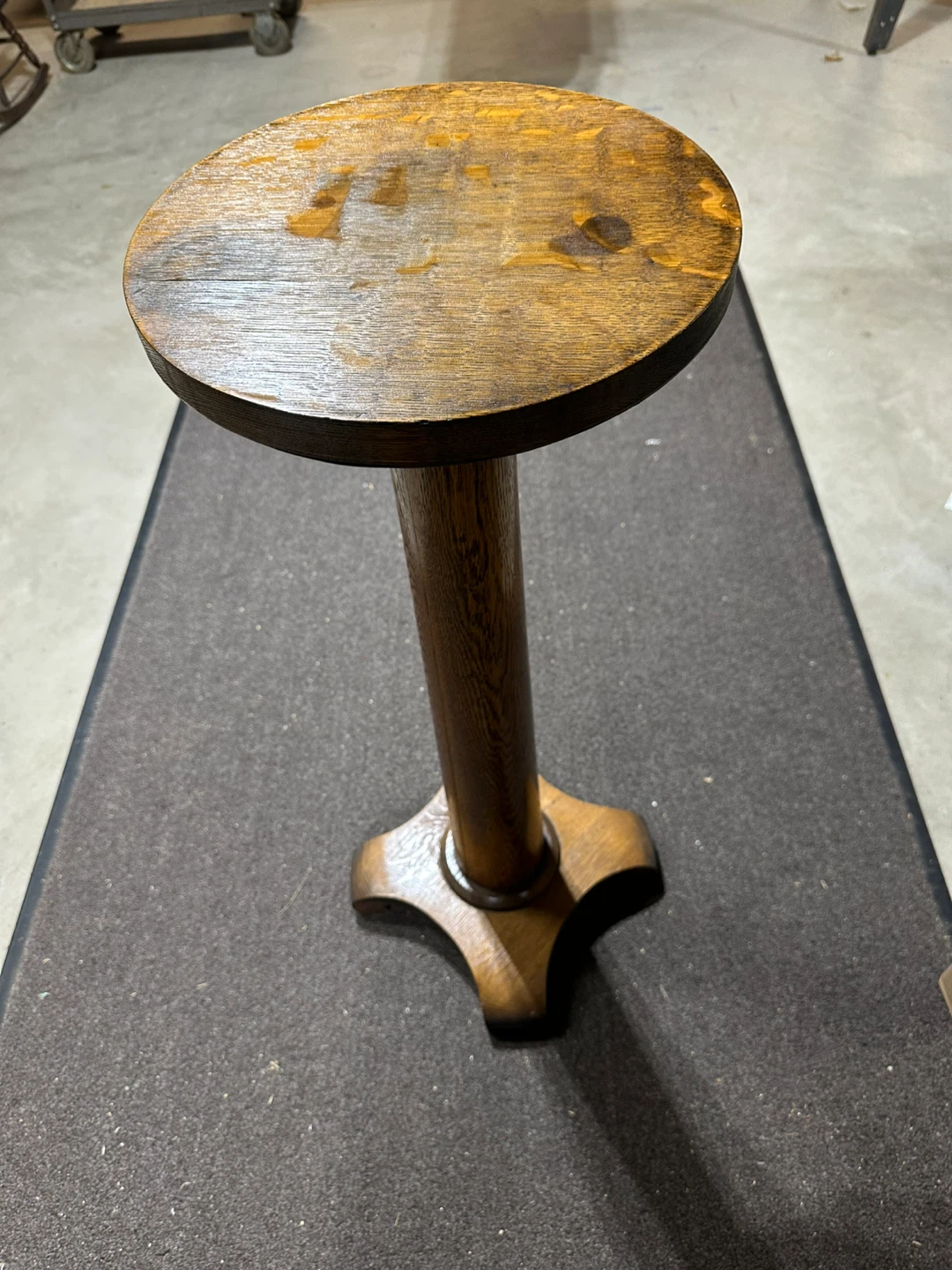 Vintage Oak Pedestal Plant Stand - photo 3