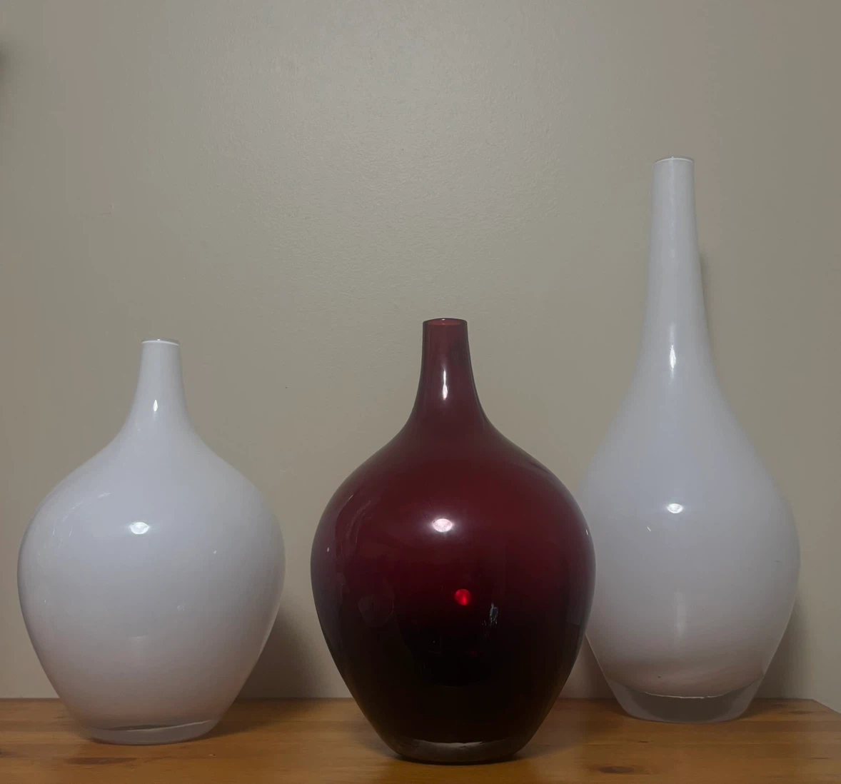 MCM Vintage IKEA Salong Vases (Set of 3) - Handblown Red & White