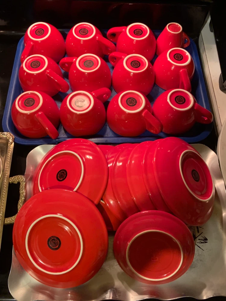 Sara Moka Red Cup and Saucer Sets