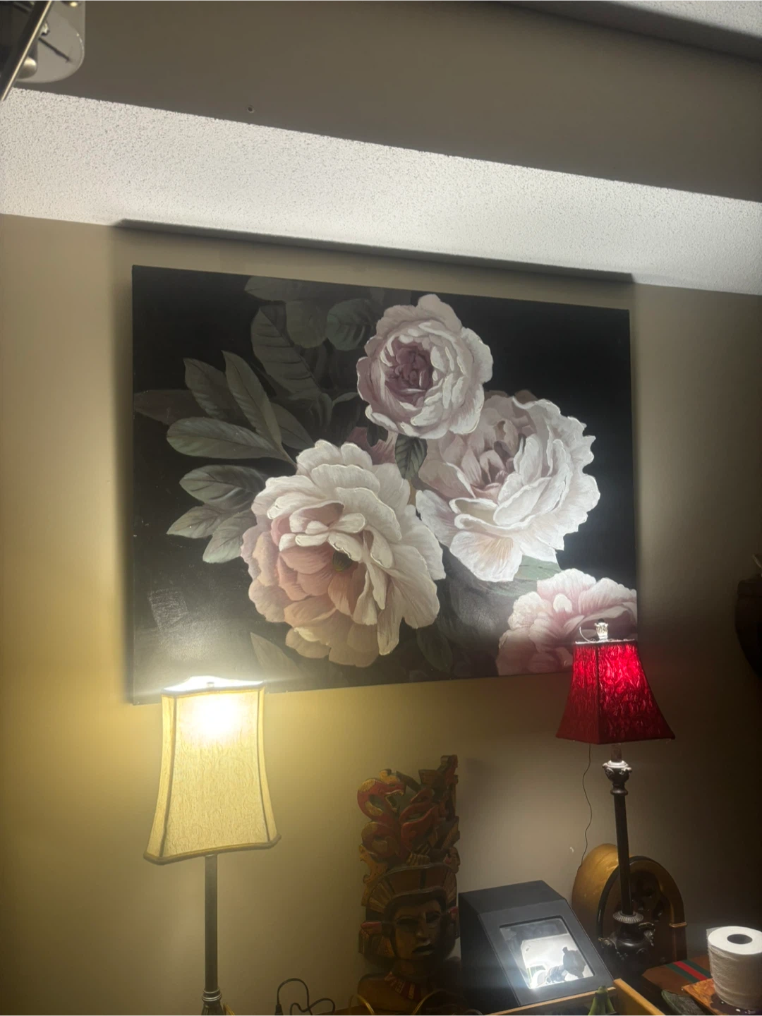 Large Hand-Painted Floral Oil Canvas