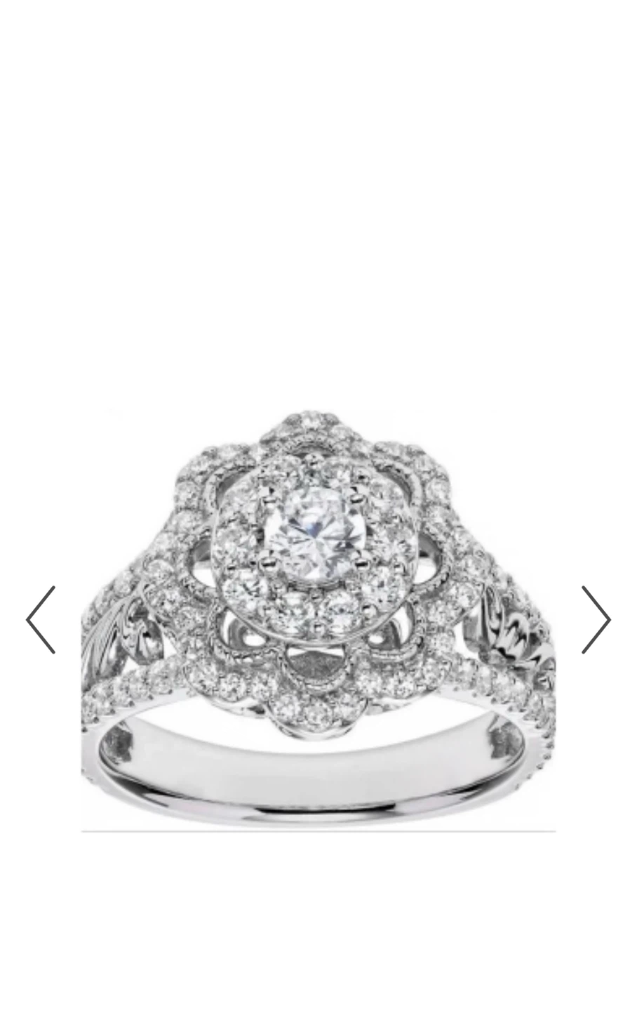 14K White Gold natural Diamond Floral Ring