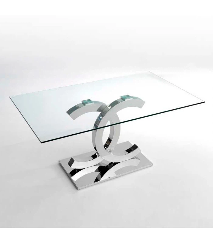 CC Logo Chrome and Glass Dining table - photo 2