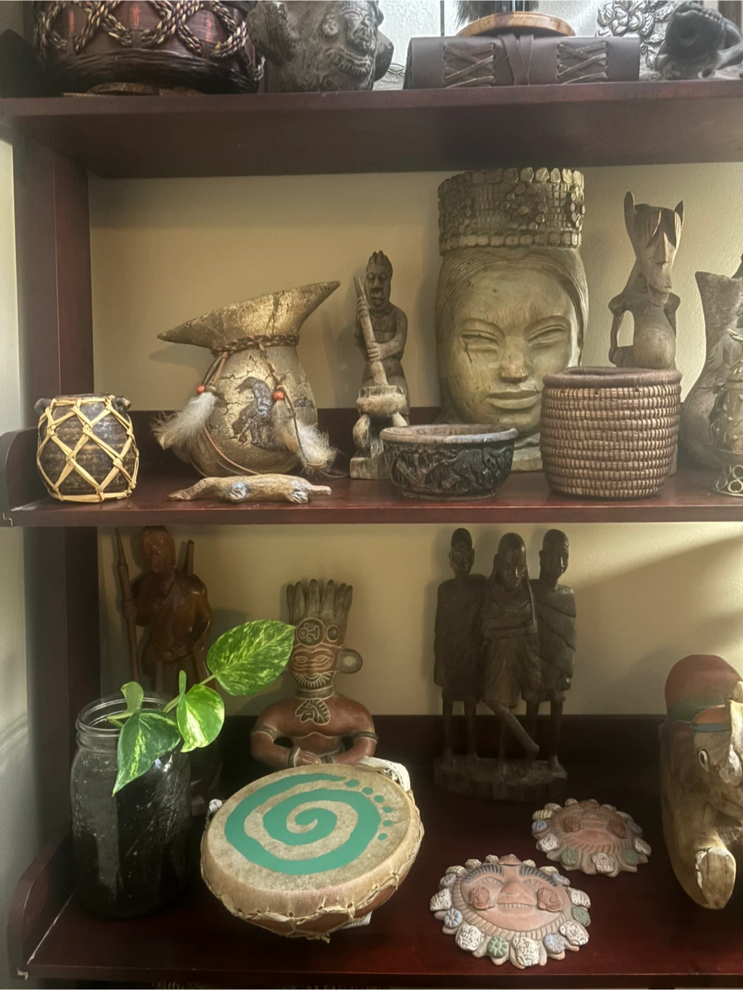 Assorted Handcrafted Decor and Tribal Art Pieces - photo 5