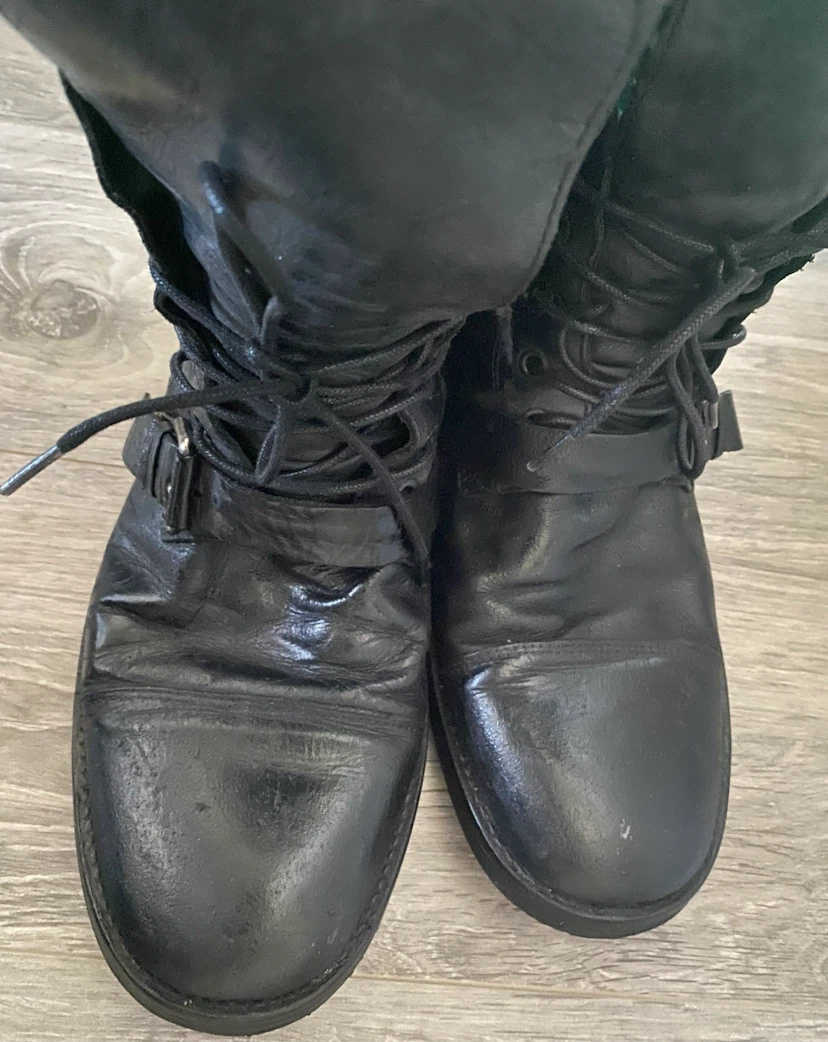 Men ZARA Black Leather Boots - Sole Replaced - photo 2