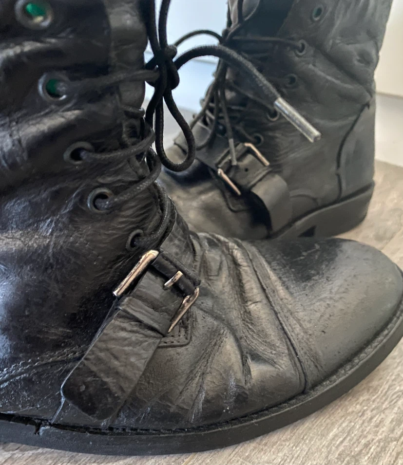 Men ZARA Black Leather Boots - Sole Replaced - photo 3