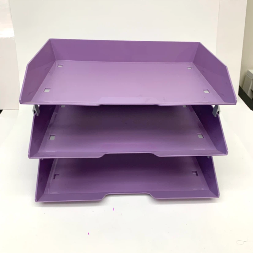 3-Tier Purple Document Desk Tray