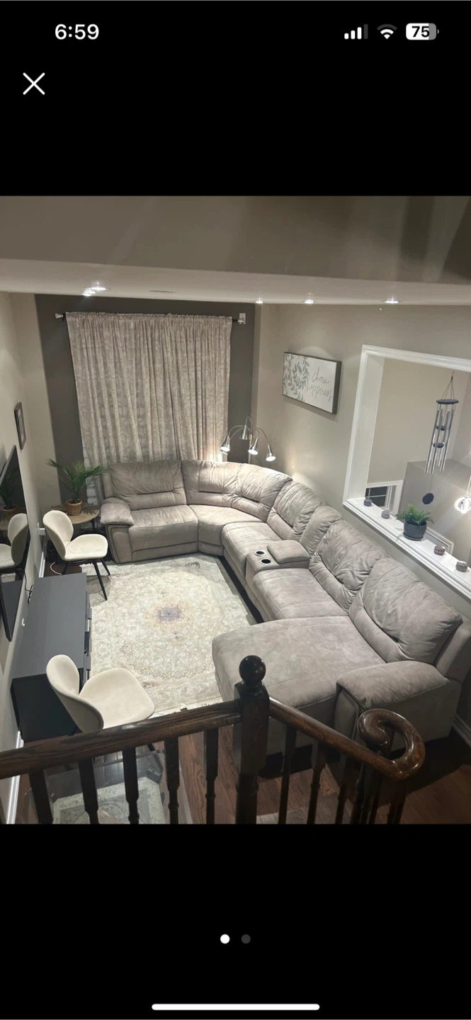 Grey Sectional Sofa with Recliner