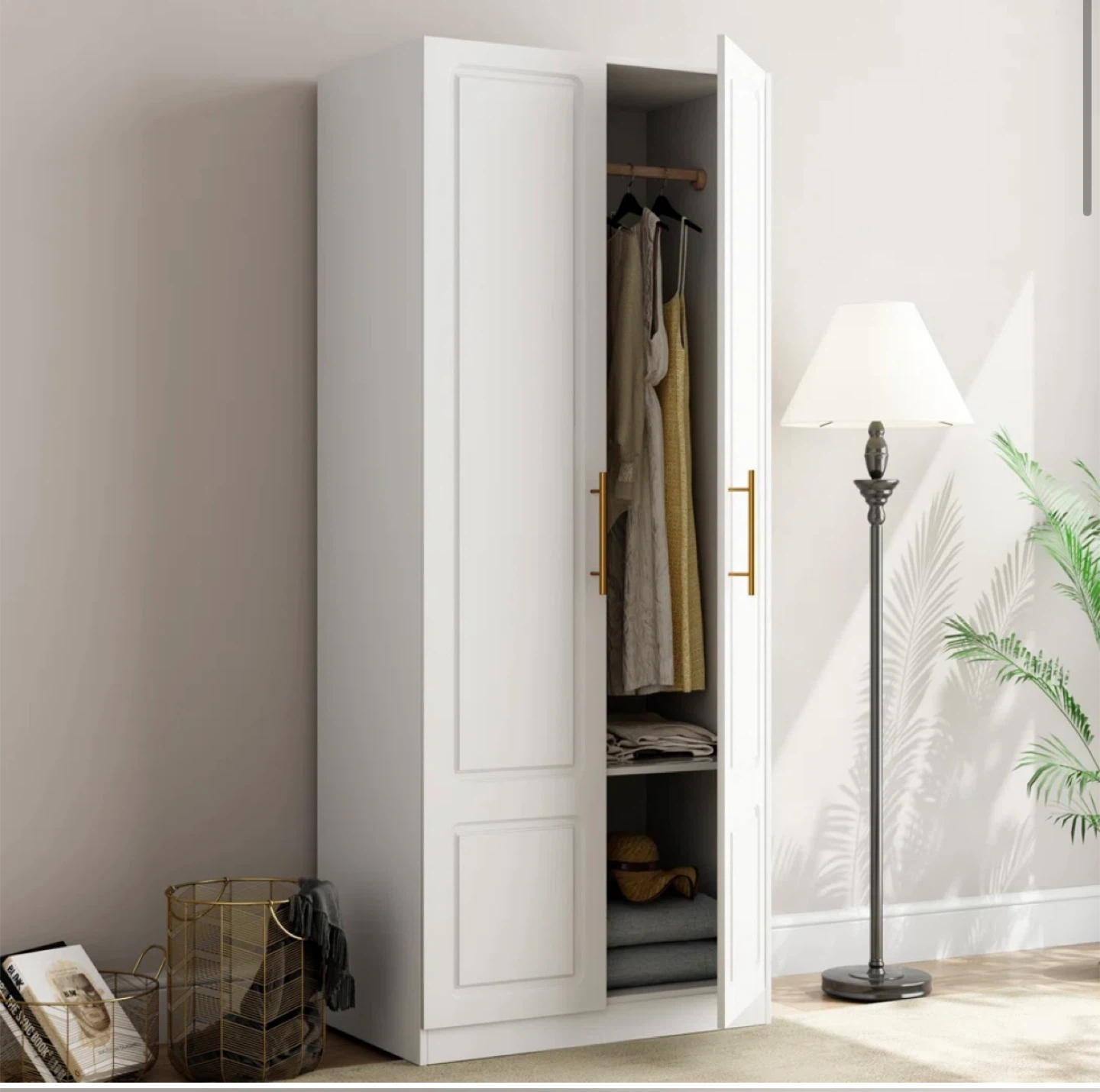 White Two-Door Wardrobe - photo 4