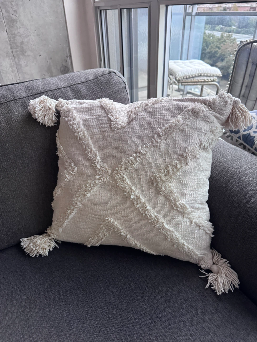 Set of Two Cream Textured Throw Cushions - photo 2