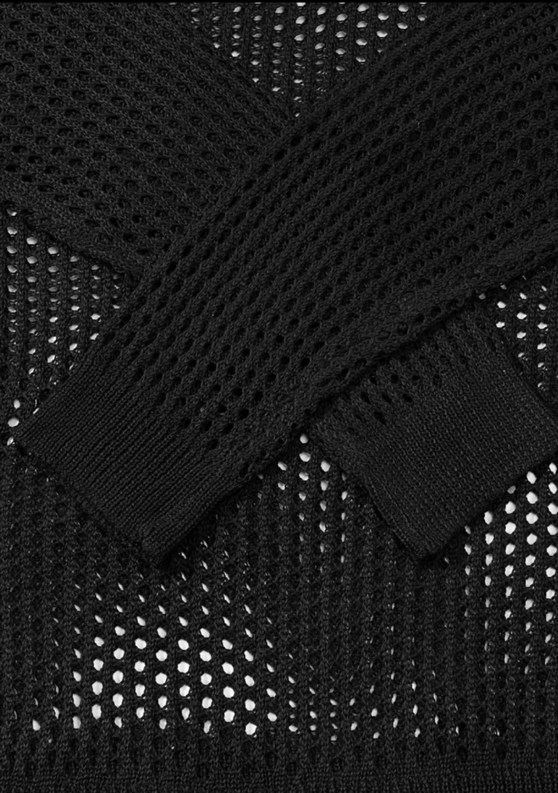 Black Loose-Knit Mesh Sweater - photo 3