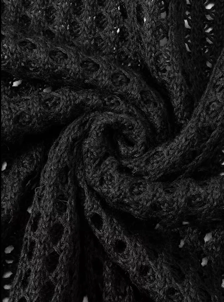 Black Loose-Knit Mesh Sweater - photo 4