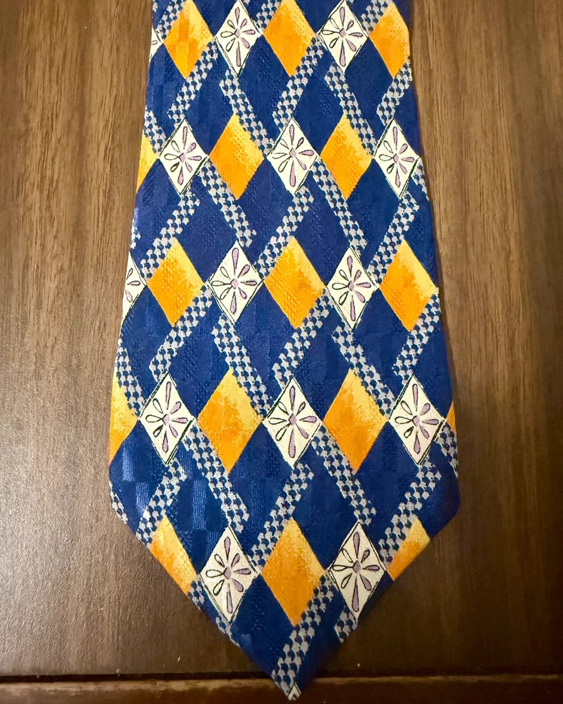 Vintage Strellson 100% Italian Silk Tie — Blue & Yellow - photo 3
