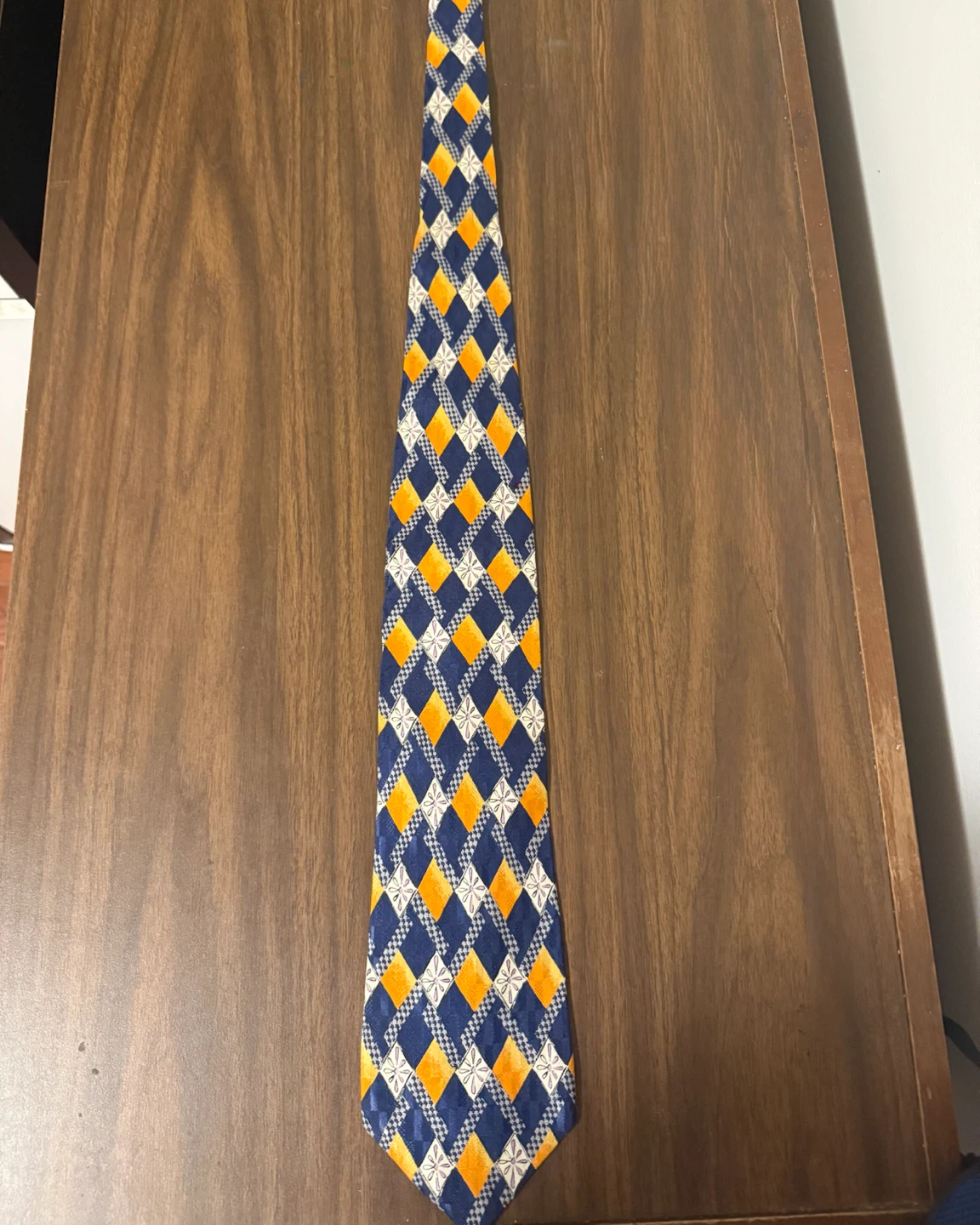 Vintage Strellson 100% Italian Silk Tie — Blue & Yellow - photo 4