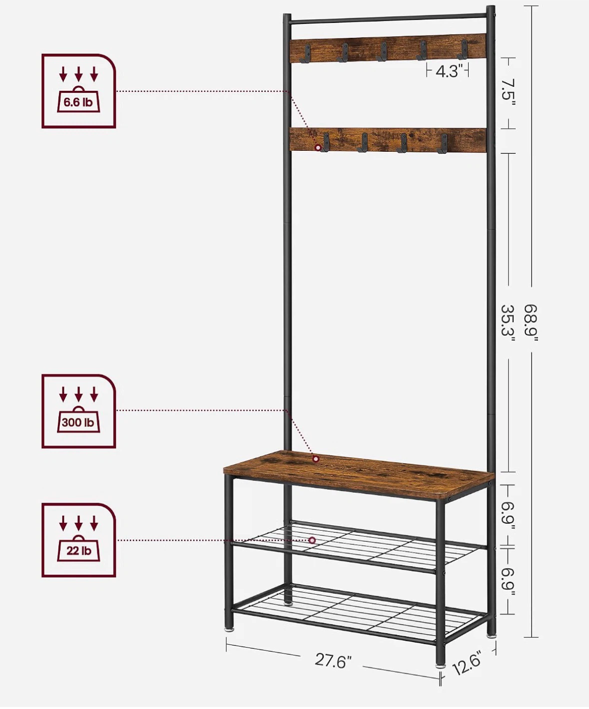 Coat stand with  shoe rack - photo 3