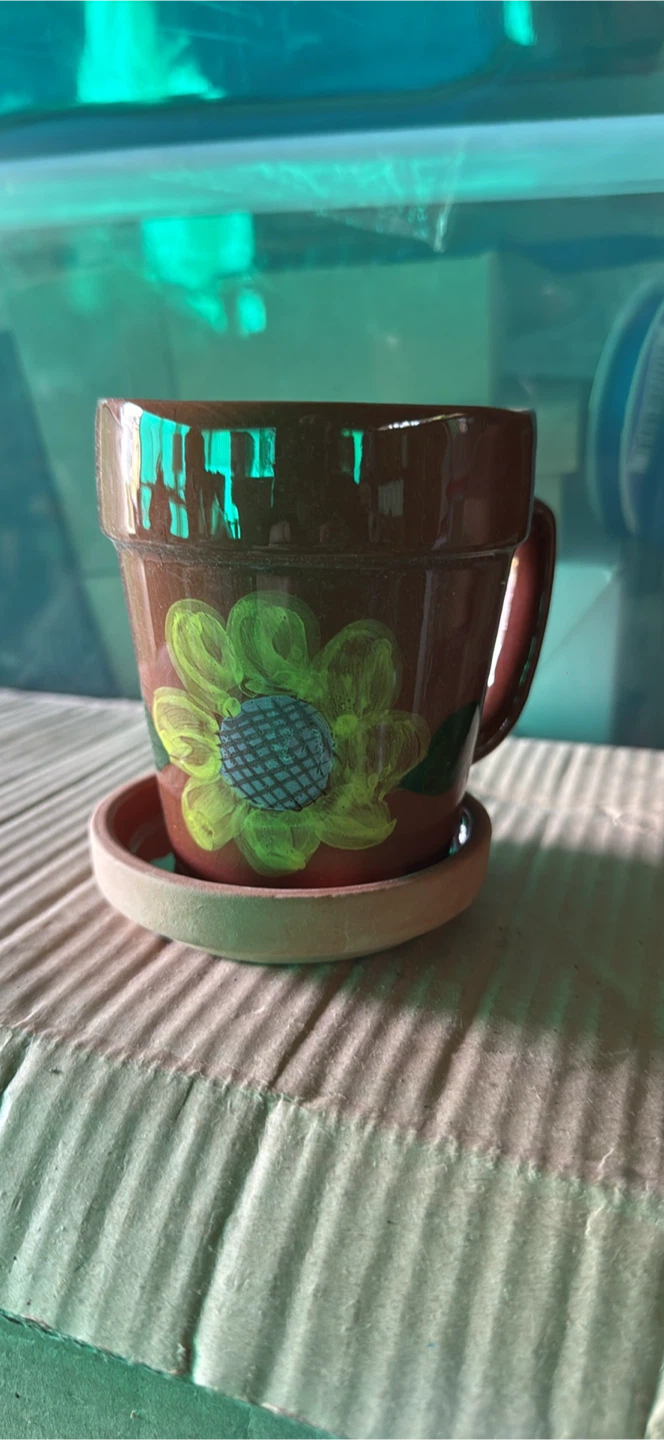 Terracotta cup with saucer - photo 2