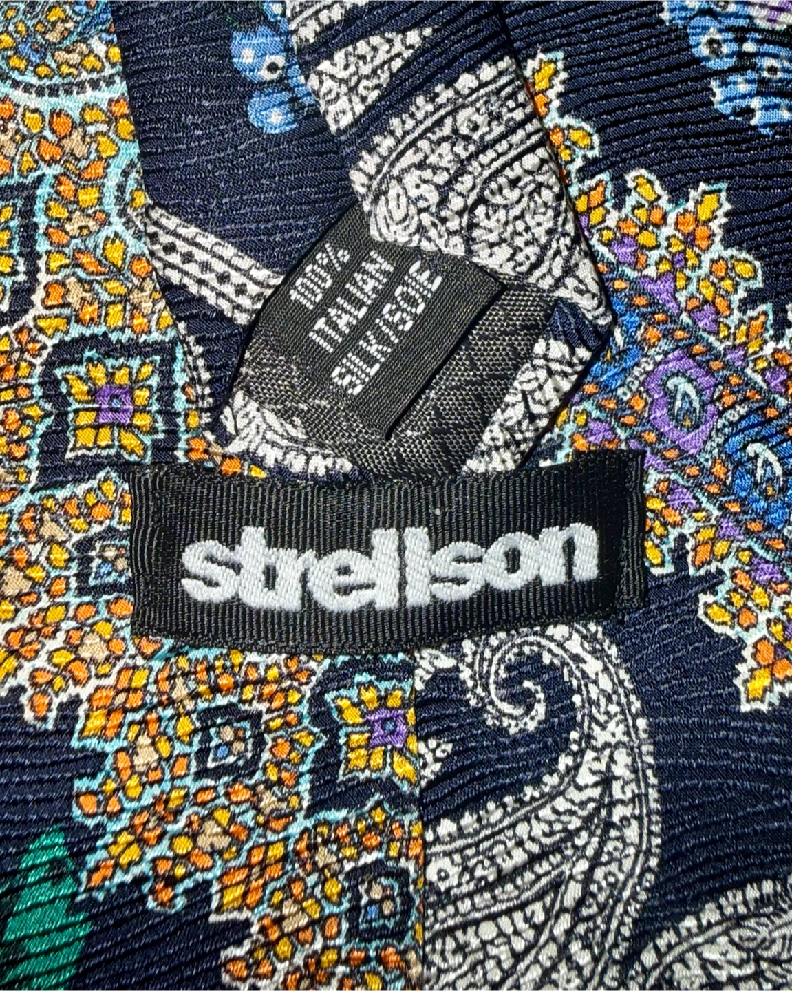 Vintage Strellson 100% Italian Silk Tie — Navy Floral/Paisley - photo 5