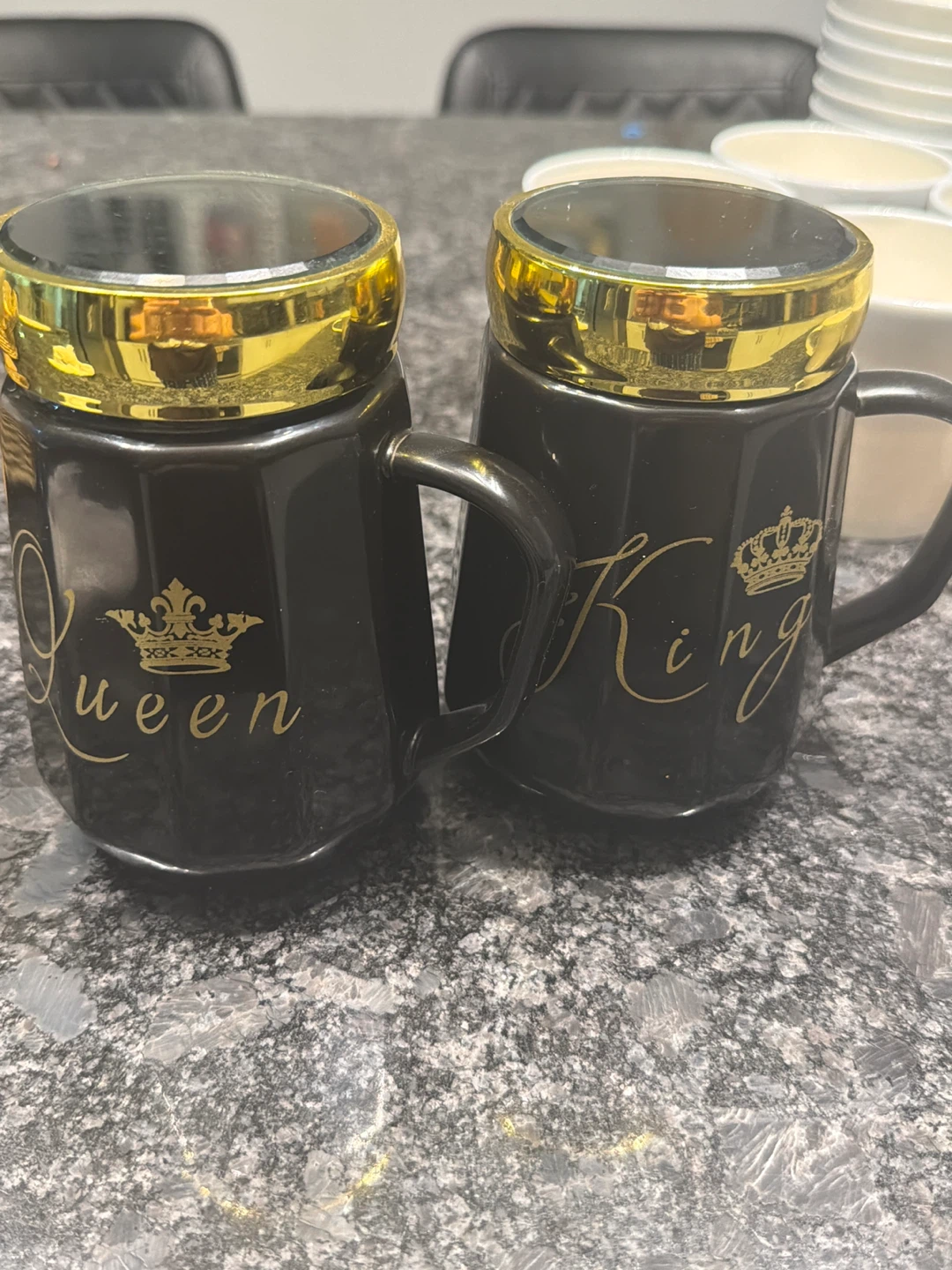 King and Queen Mug Set with Lids