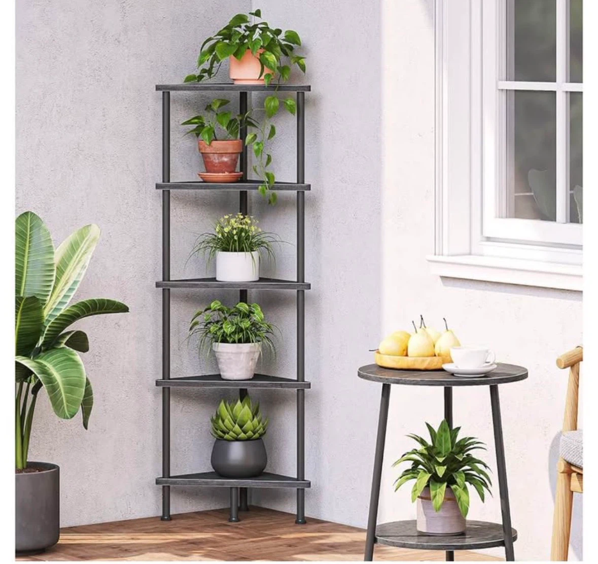 5-Tier Black Corner Shelf Unit - photo 3