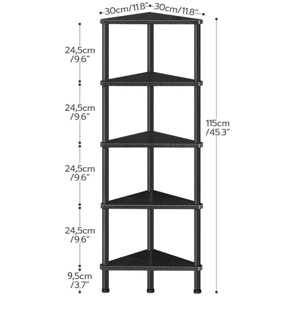 5-Tier Black Corner Shelf Unit - photo 5