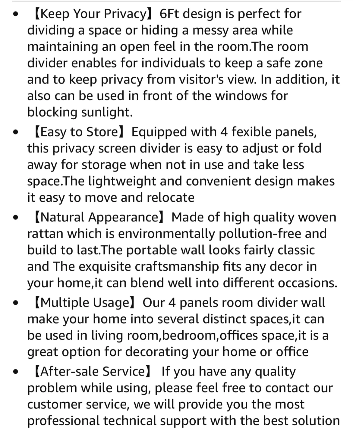 Room Divider - 6Ft - 4 panels - Black - photo 4