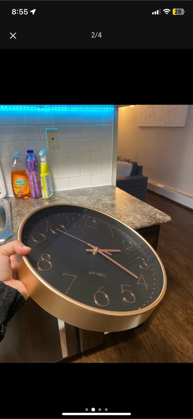 Black and gold wall clock - photo 2