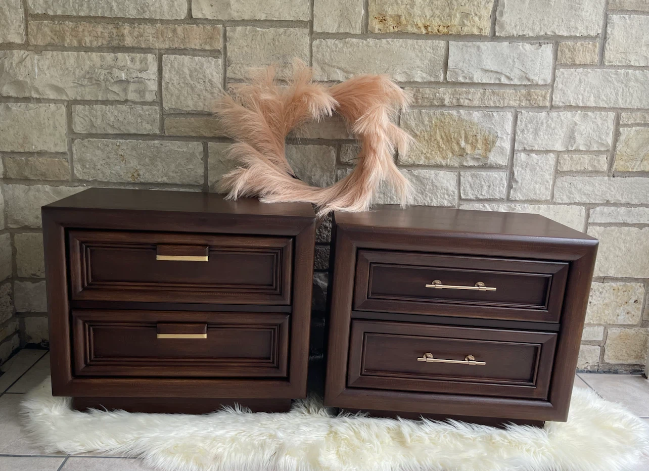 Timeless MCM pair of nightstands restored in Dark Walnut