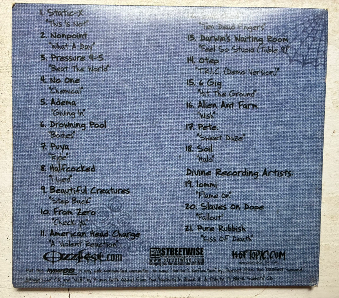 Ozzfest 2001 Streetwise Summer Sampler CD Original Promo Book - photo 4