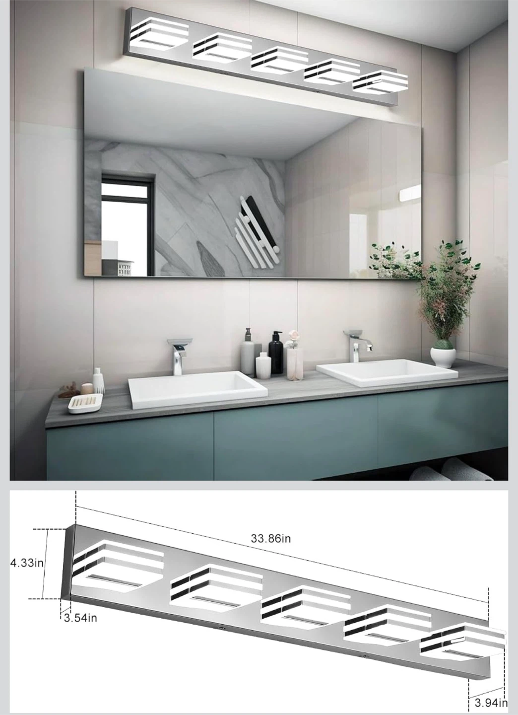 5-Light Modern Bathroom Vanity Light - photo 2
