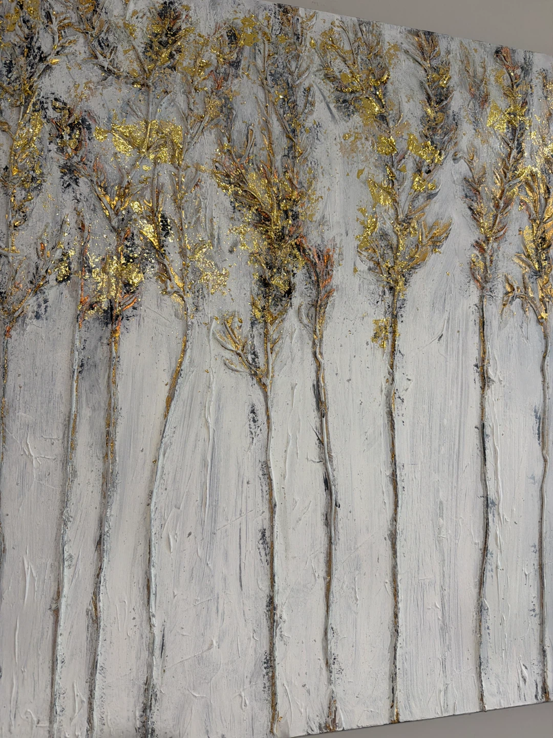 Large Textured Tree Wall Art with Gold Foil - photo 2