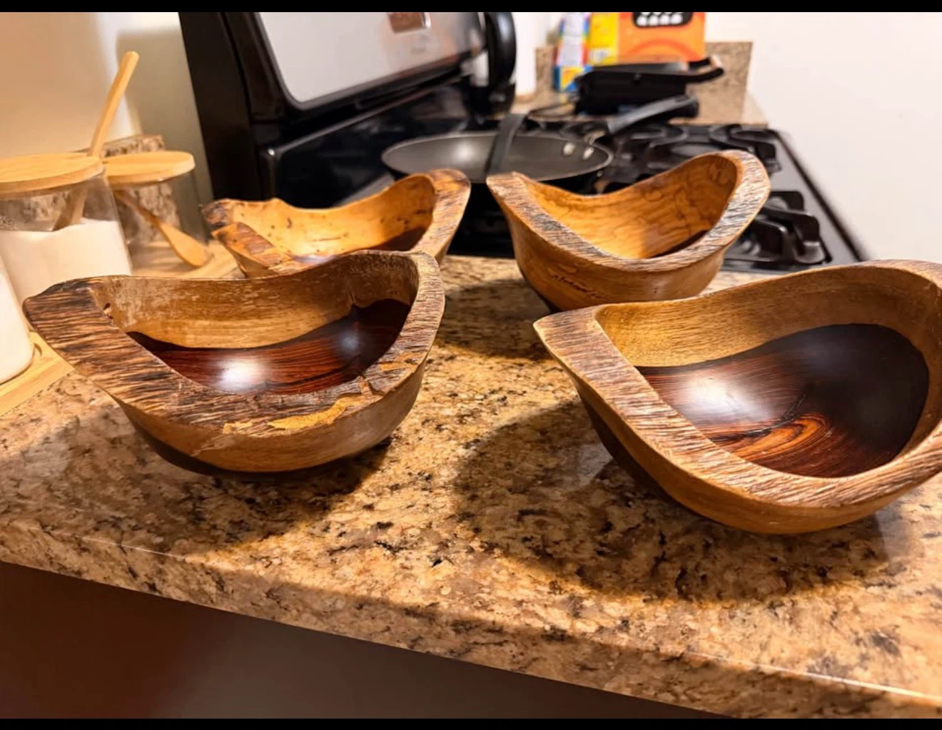 Set of 4 Handcrafted Wooden Bowls