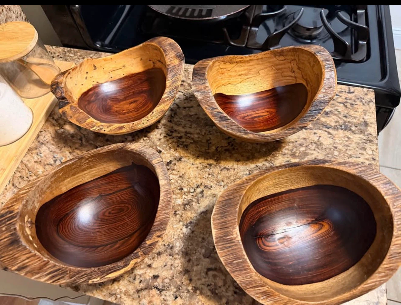 Set of 4 Handcrafted Wooden Bowls - photo 2