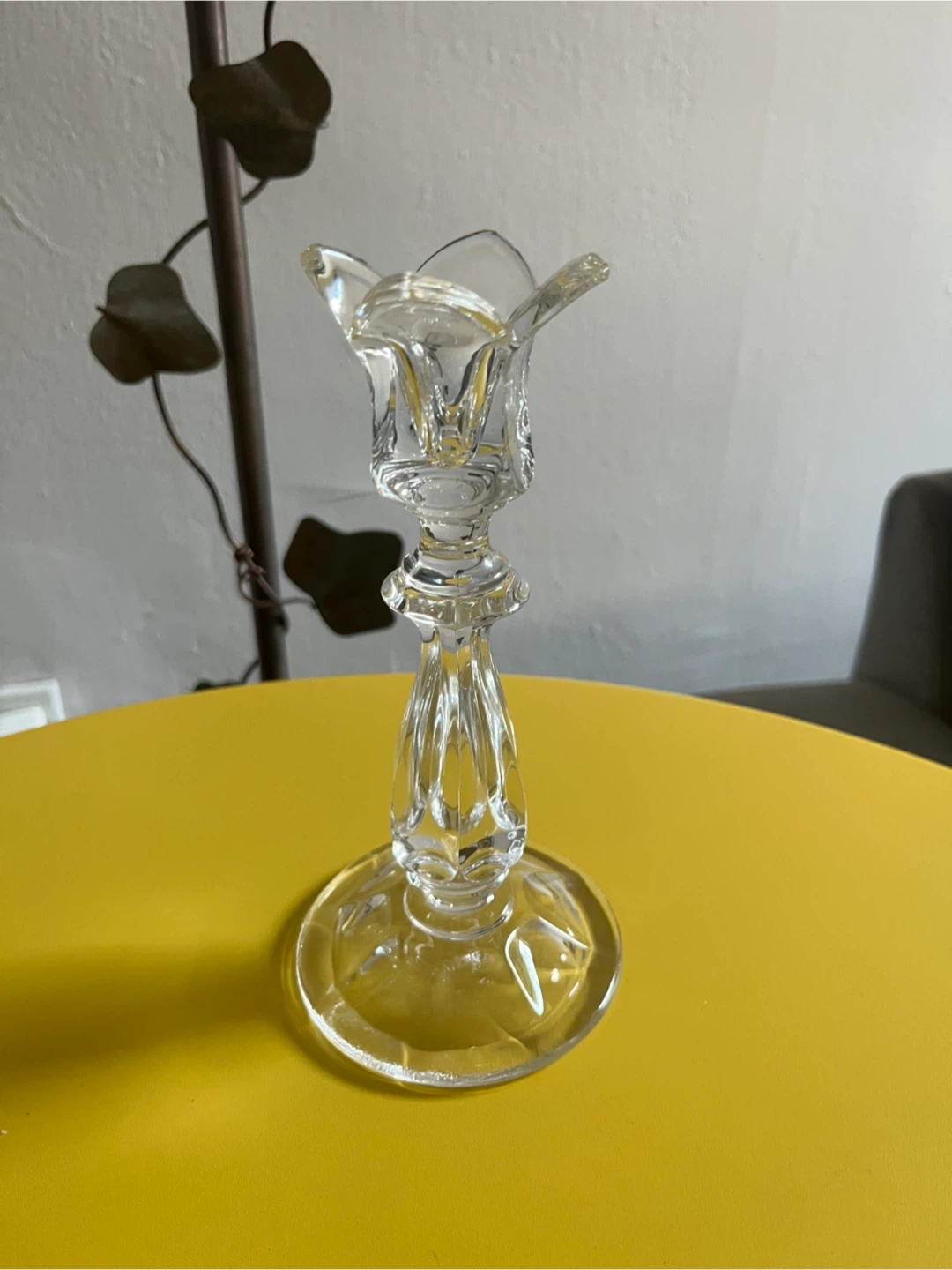 Vintage Ornate Glass/Crystal Candleholder (7”)