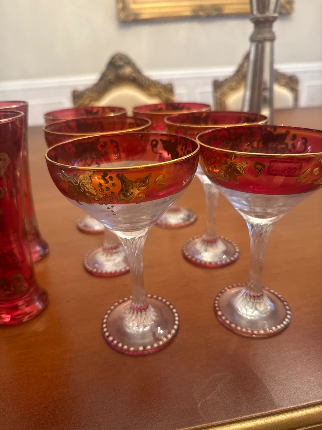 Vintage Bohemian Red Glass Decanter Set - photo 3