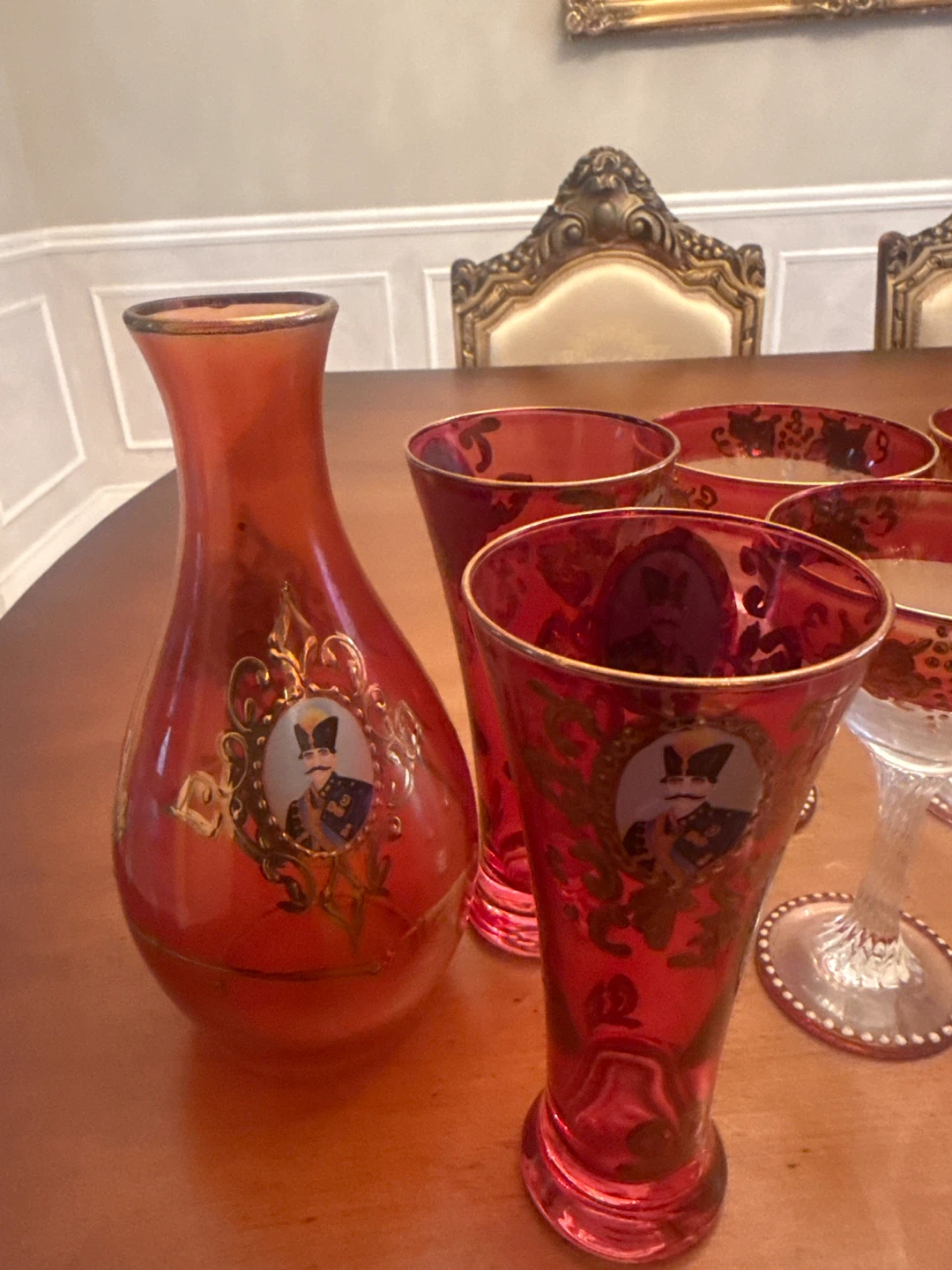 Vintage Bohemian Red Glass Decanter Set - photo 2
