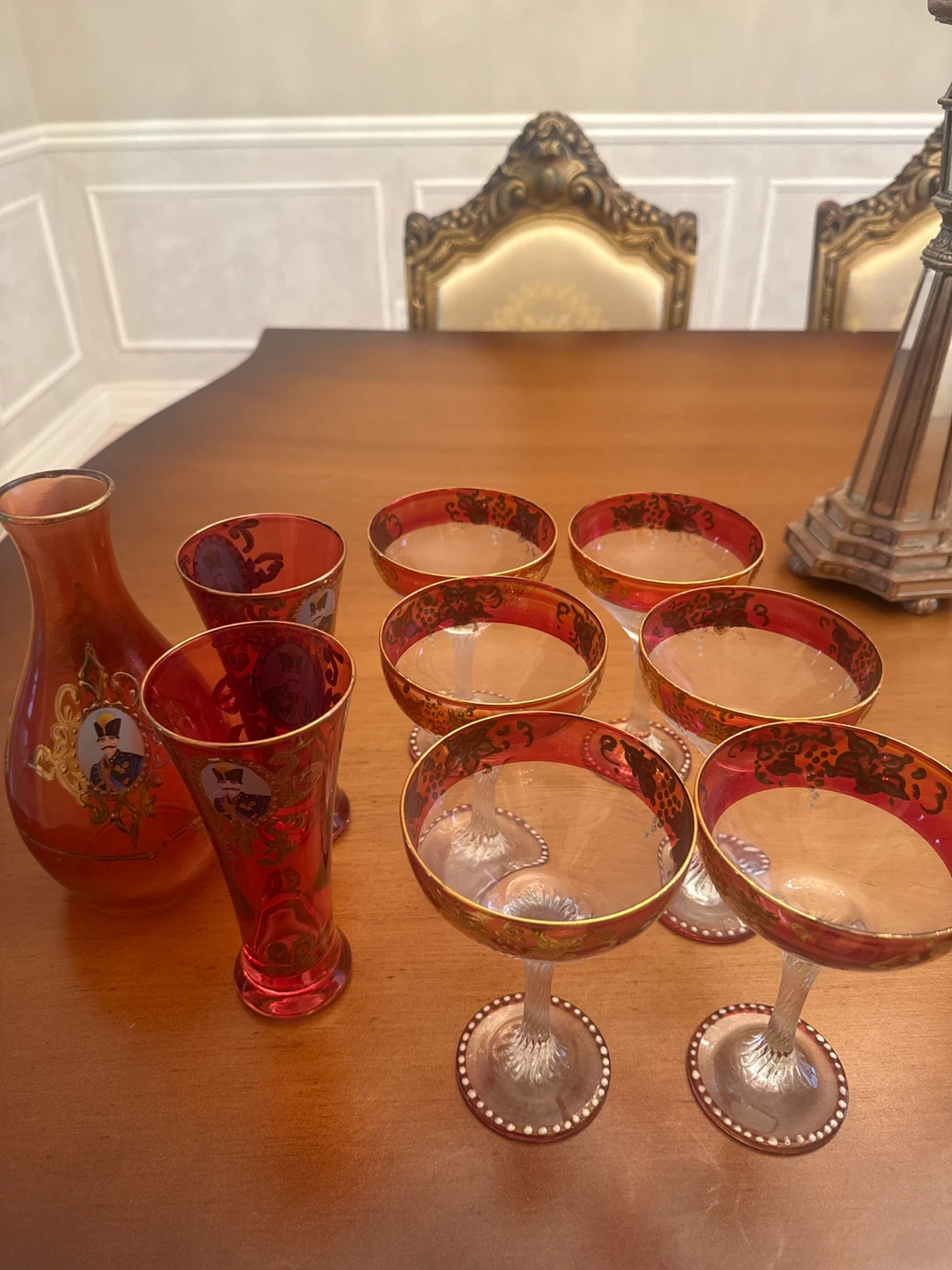 Vintage Bohemian Red Glass Decanter Set - photo 4