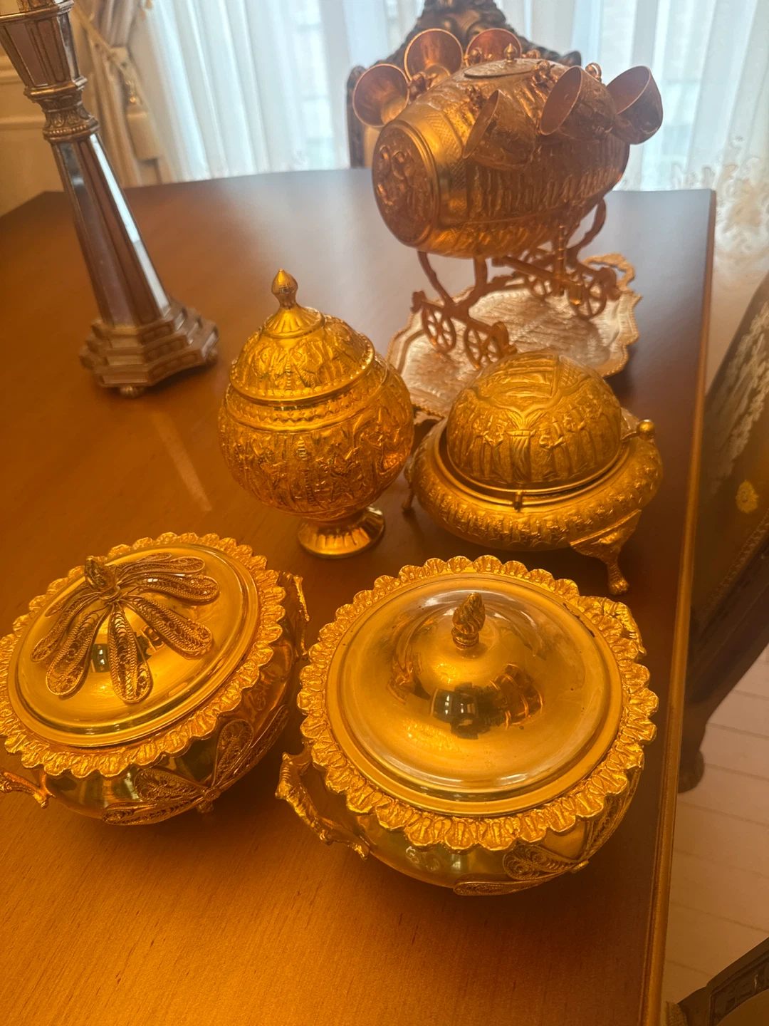 Vintage Brass Decorative Drink Set and Bowls