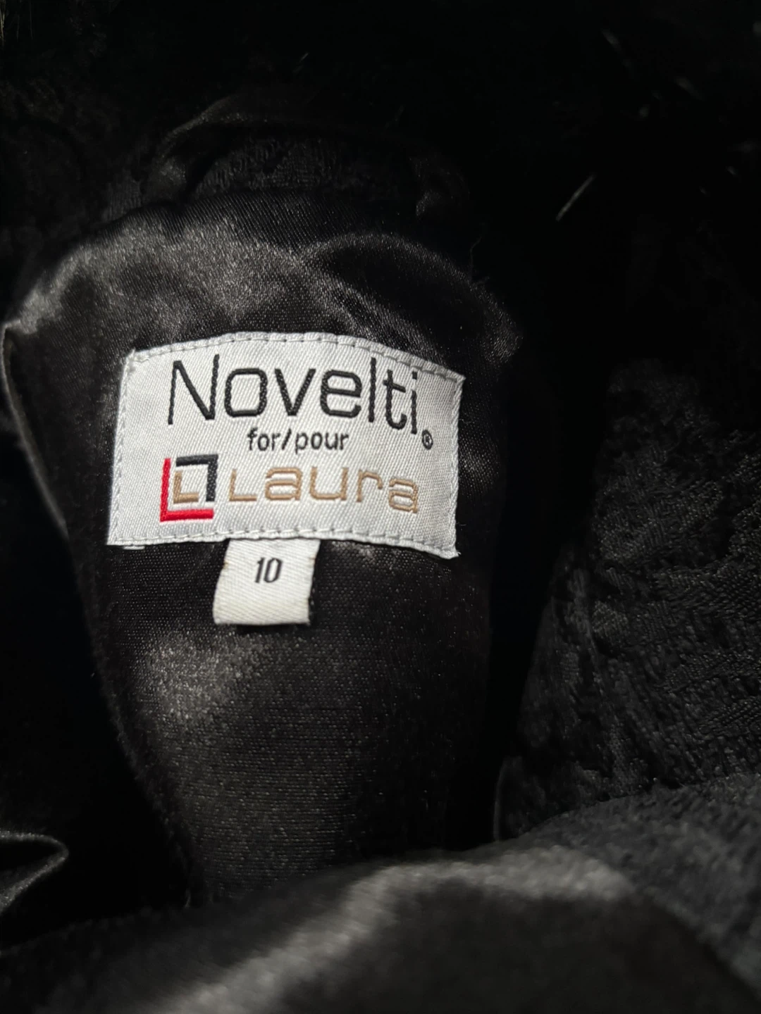 Black Floral Jacquard Coat with Faux Fur Trim - photo 3