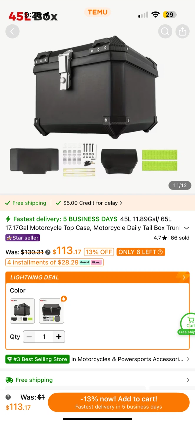 45L Motorcycle Top Case - photo 3