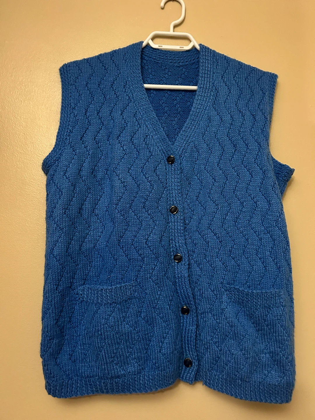 Blue Knit V-Neck Vest Large