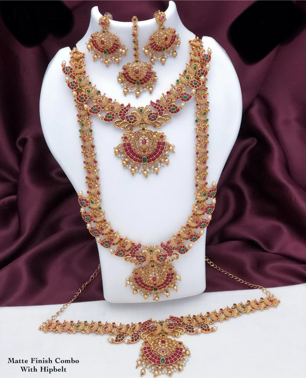 Matte Finish Traditional Indian Jewelry Set