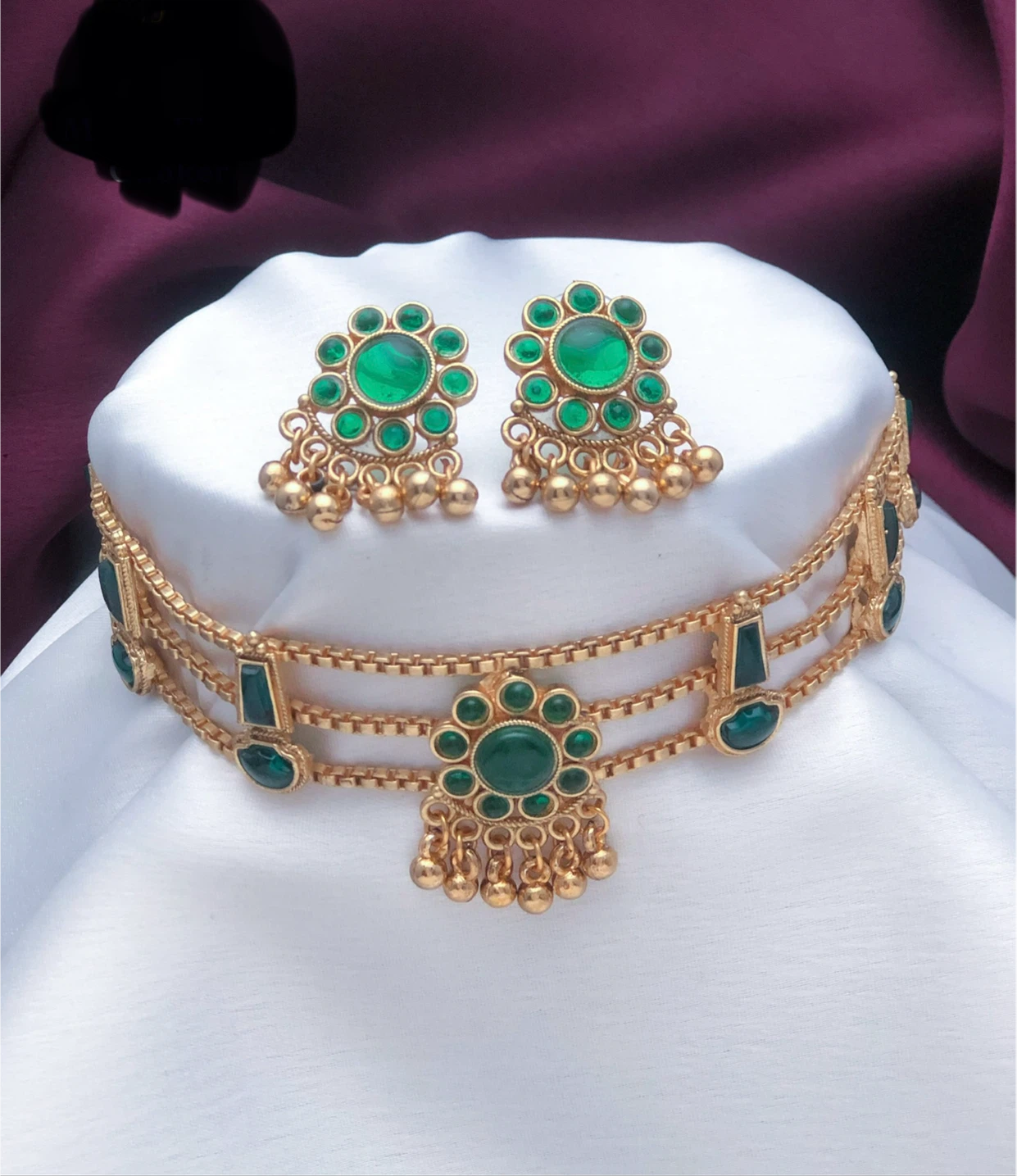 Gold-Tone Choker Necklace and Earrings Set - photo 2