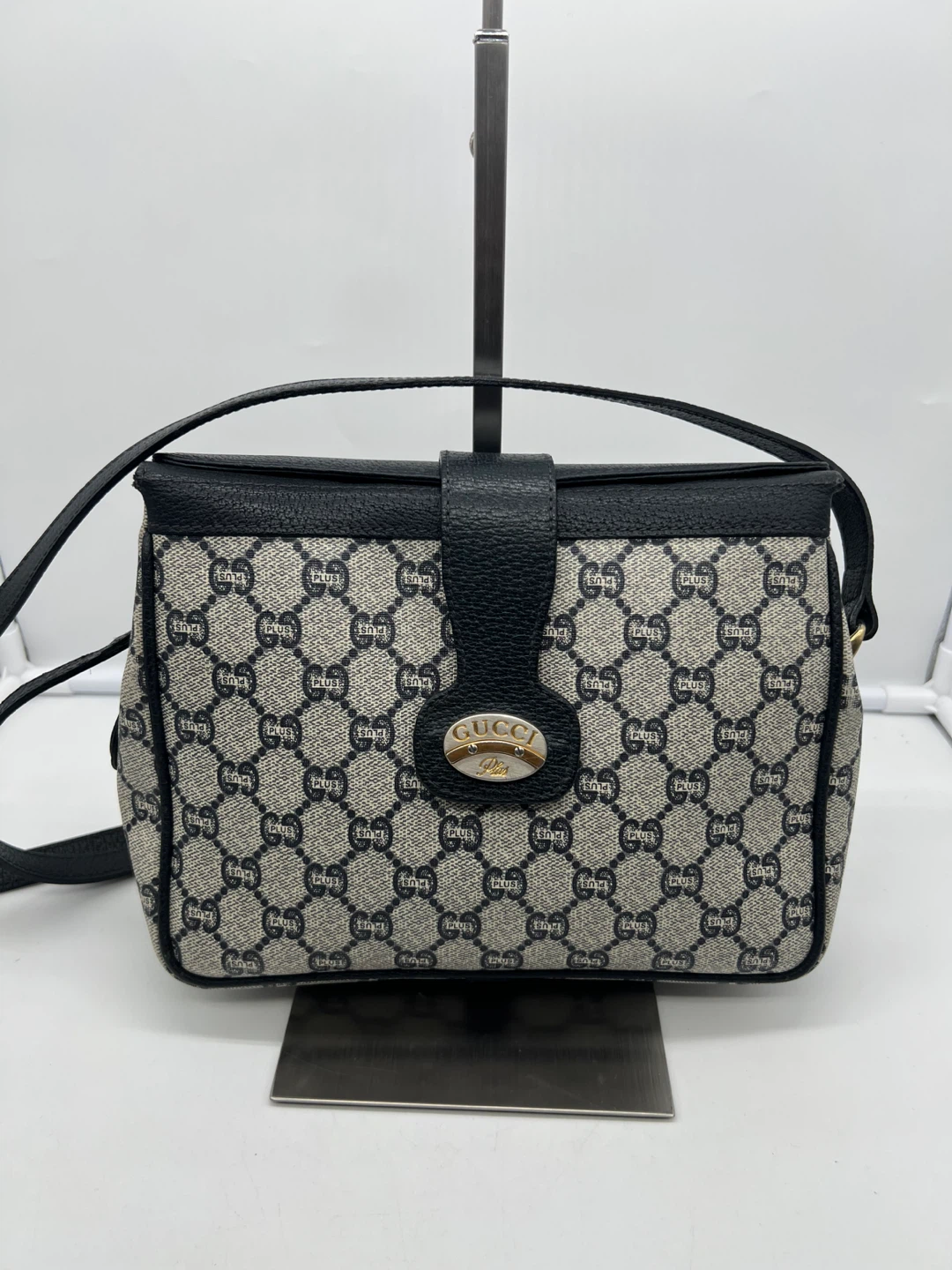 Gucci Plus Vintage Monogram Blue Coated Canvas Crossbody Bag